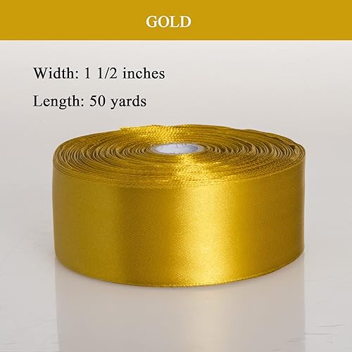 Vista 87 de Cinta de satén sólido azul real de 1 pulgada, cinta de tela artesanal de 50 yardas para envolver regalos, ramos florales, decoración de fiesta