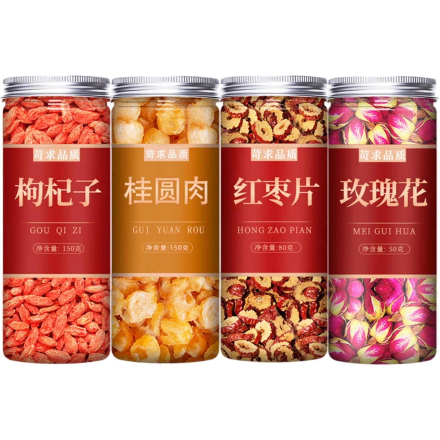 【女人四宝】【4罐】红枣 桂圆 红苟杞 玫瑰花 Premium Natural china herbal tea Loose Leaf Tea,Chinese Tea, Sulfur Free,Flower tea,dark tea,loose tea Sweet Fresh
