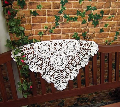 Miniatura 3 de Mantel cuadrado de ganchillo 100% algodón hecho a mano, manteles de encaje, color beige, 19 pulgadas