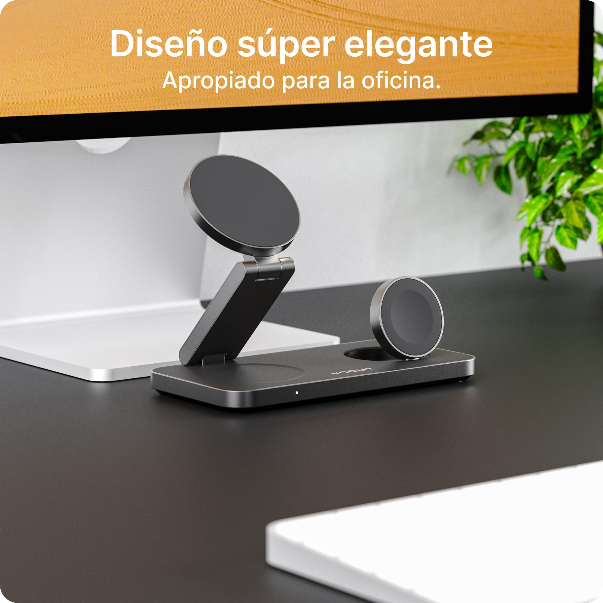 Voomy Carga inalámbrica 3 en 1 MagSafe – Estación de Carga para iPhone, Apple Watch y AirPods – 15W, diseño Plegable, con USB-C y Adaptador – Compatible con MagSafe y Qi