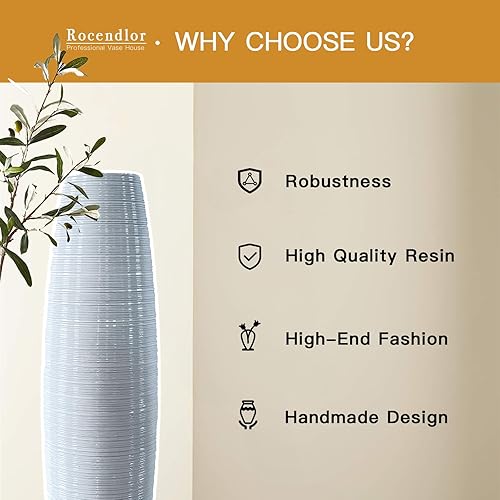 Miniatura 8 de Jarrón alto de suelo de 27.5 pulgadas (27.6 in, 2.3 pies) de alto, resistente y lujoso, jarrón alto para decoración del hogar de campo, sala de