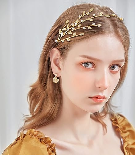 Miniatura 6 de Aswewamt 2 diademas doradas de aleación de diamantes de imitación de cinco puntas con estrellas para novia, accesorio decorativo para el cabello,