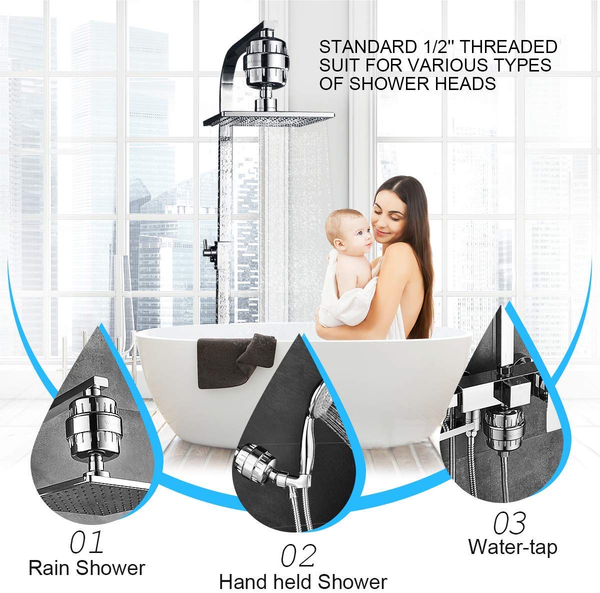WinArrow Slank waterfilter douchefilter, universele interface geen ongeldige lagen vervangbaar hoge uitgave lange douchefilter verminderen chloor, zware metalen, wordt geleverd met teflon tape WinArrow Slank waterfilter douchefilter, universele interface geen ongeldige lagen vervangbaar hoge uitgave lange douchefilter verminderen chloor, zware metalen, wordt geleverd met teflon tape