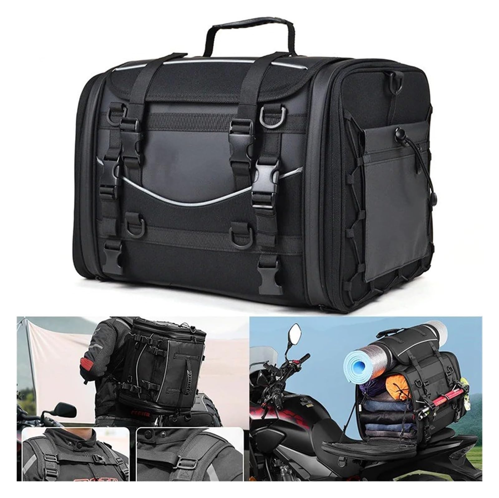 Trasera para BMW para R1200GS para R 1200 GS para R1200 1200GS 2024 Asiento Trasero Expandible 35L-50L Gran Capacidad Recorrido Bolsa Asiento
