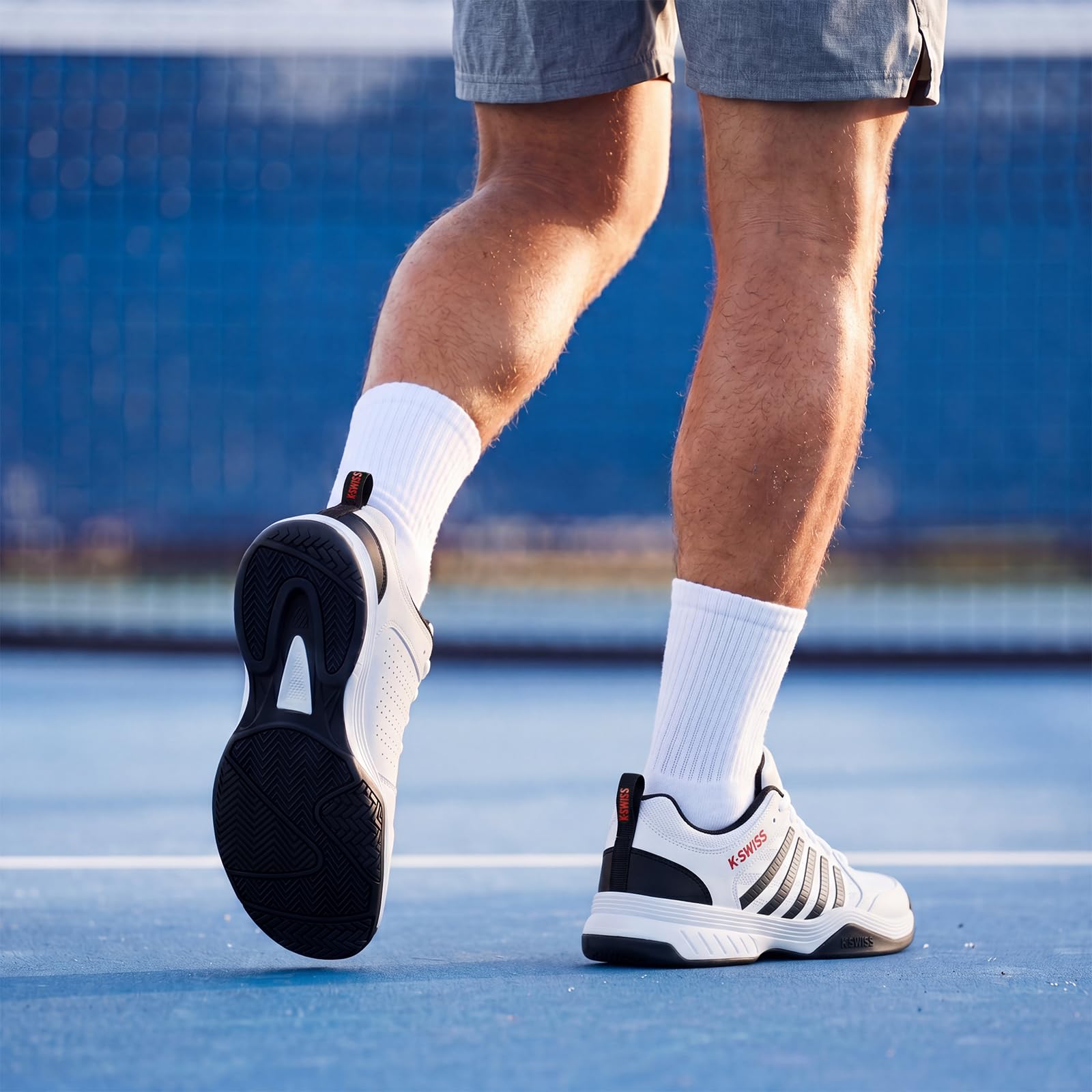 K-Swiss Scarpe da Tennis Court Express 2 Uomo, Bianco/Nero/Rosso Marte