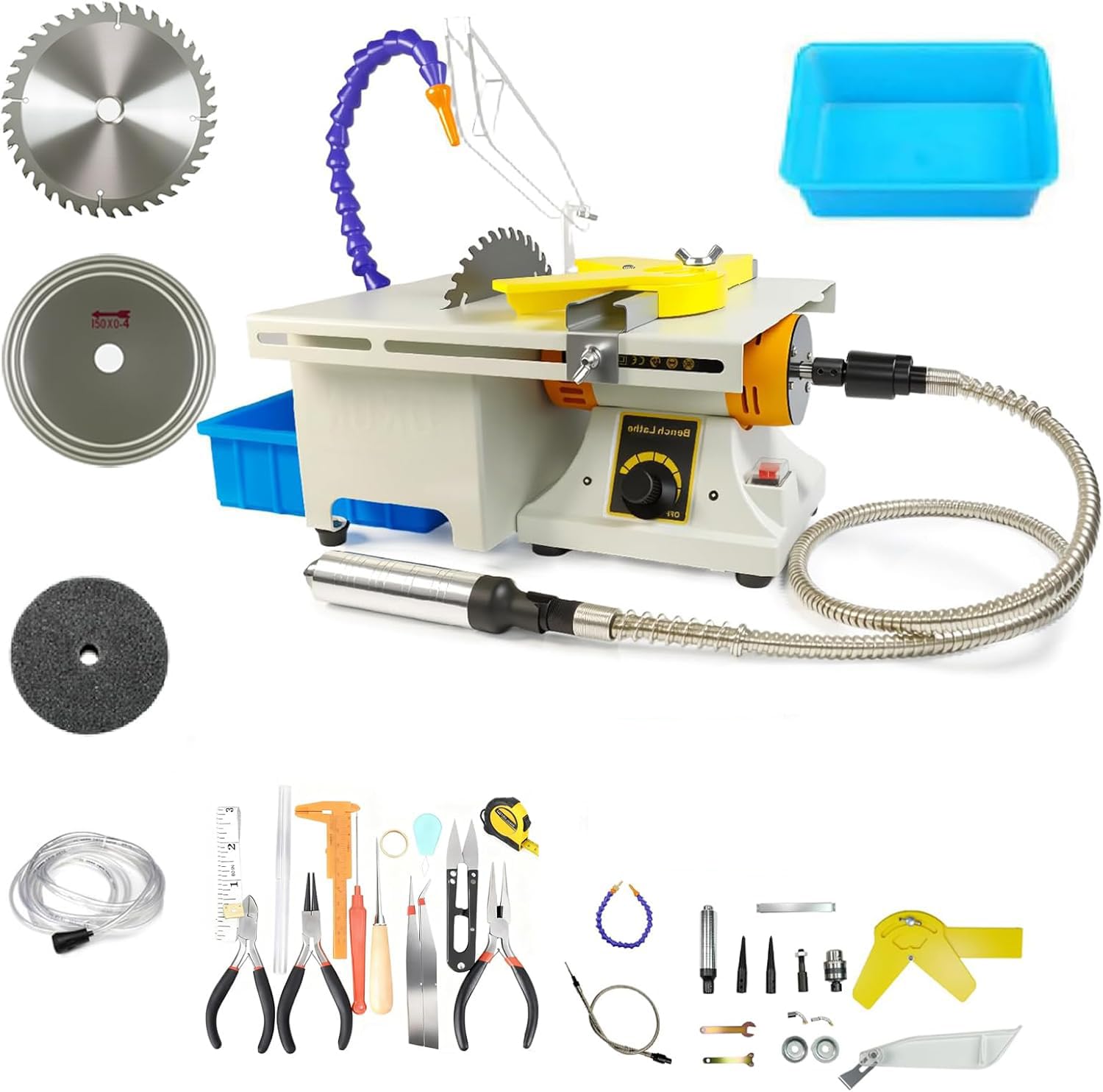 Qylttdm 1850W Lapidary Rock Saw, Lapidary Equipment Mini Table Saw 800-10000R/Min With Flexible Shaft, Wet Cutting & Polishing Machine For Diy Gem Stone Rock Grinding Woodworking Carving