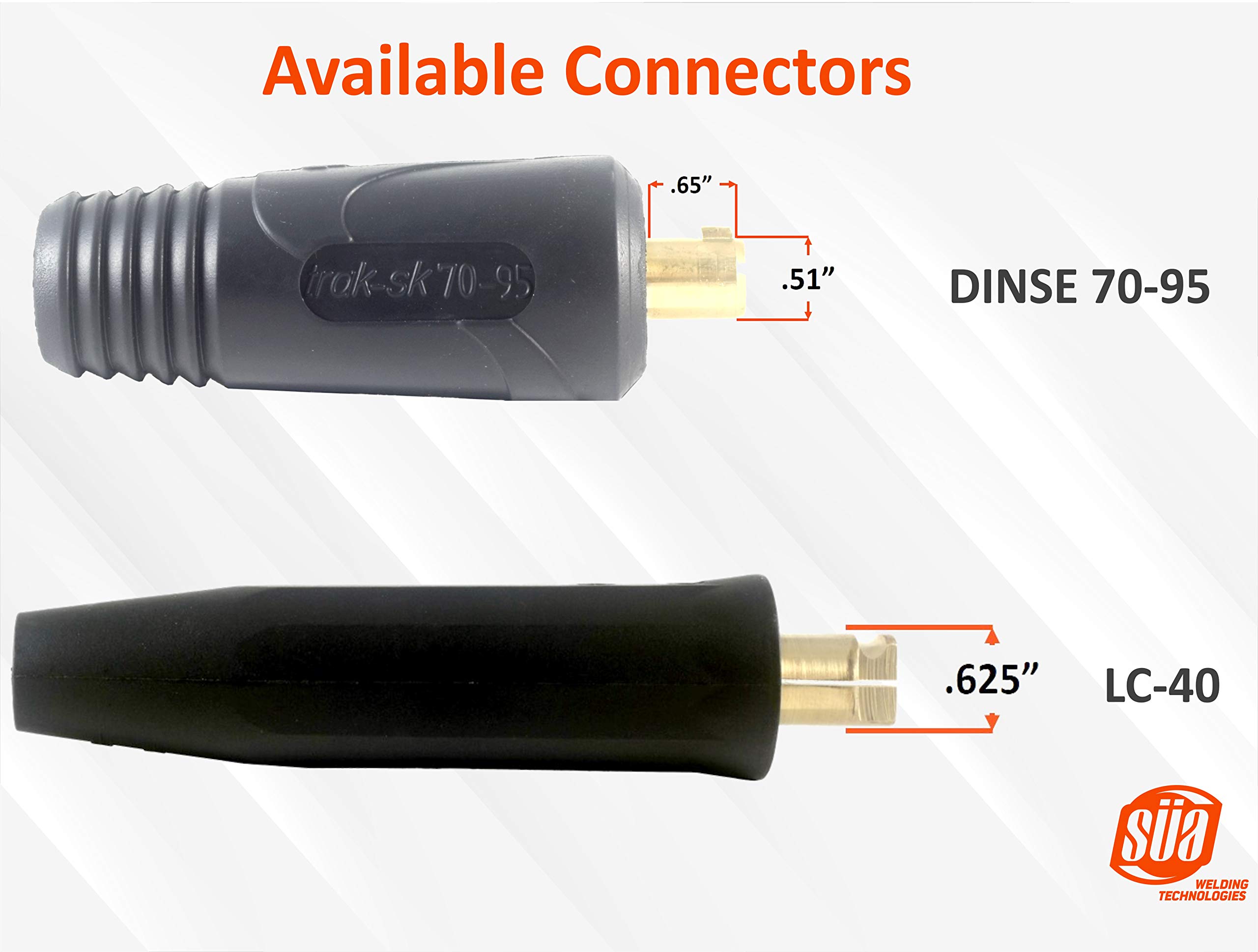 SÜA® - 500 Amp Welding Lead Extension - LC40 Male/Female Connector - 2/0 AWG cable (15 FEET)