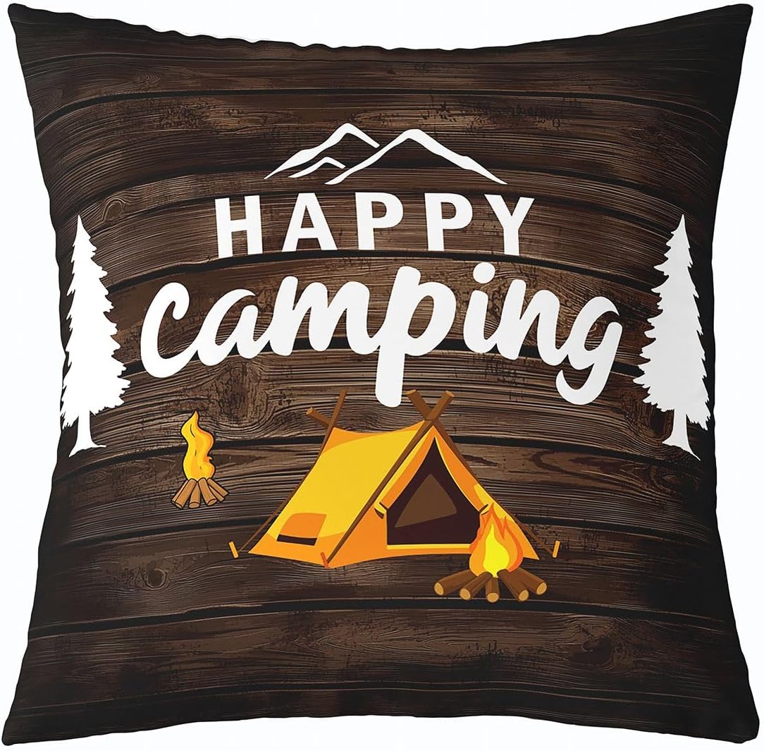 Feelyou Happy Throw Camper Pillow Covers Set of 2 18 x 18-Inch Kids image 2