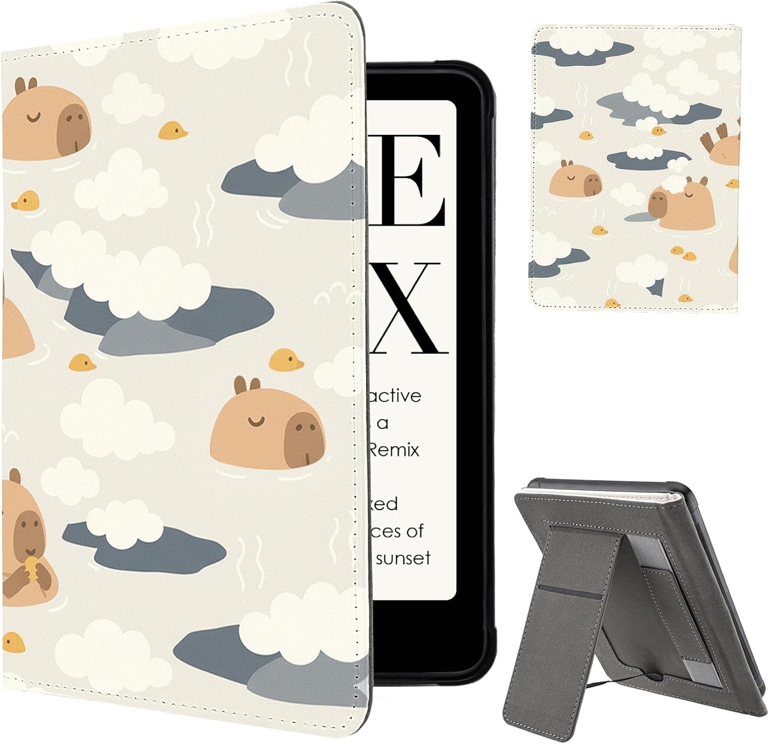 for 7" Kindle Paperwhite(12th Gen,2024)&Kindle Colorsoft Signature Edition(1st Gen,2024) Lightweight Cover,Auto Sleep/Wake Case with Kickstand&Hand Grip for KPW6,Lovely Capybara