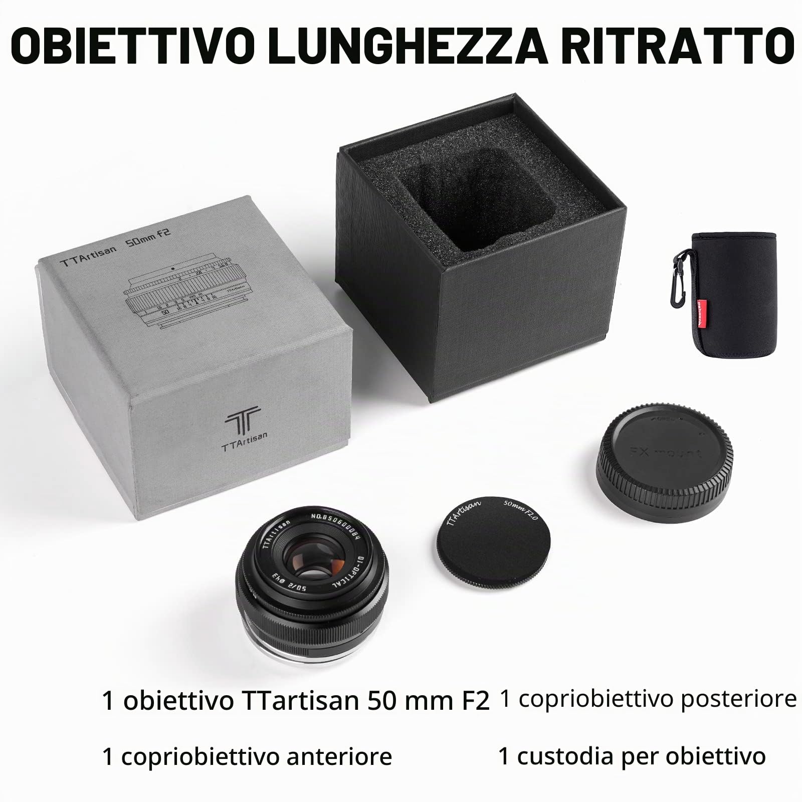 TTartisan 50mm F2 obiettivo full frame con messa a fuoco manuale, compatibile con fotocamere Sony E-mount A7 A7II A7III A7R A7RII A7RIII A7RIV A7S A7SII A7SIII A9 A6400 A6000 A6600 A6100 A6500 A6300