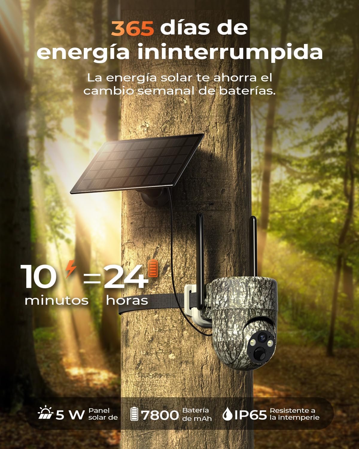 4G LTE Camara Vigilancia Exterior Solar con Tarjeta SIM (2 Unidad), 2K Camara Fototrampeo SIM sin WiF con Detección Humana PIR, Visión Nocturna, IP66 Impermeable, PTZ 360°, Audio de Dos Vías