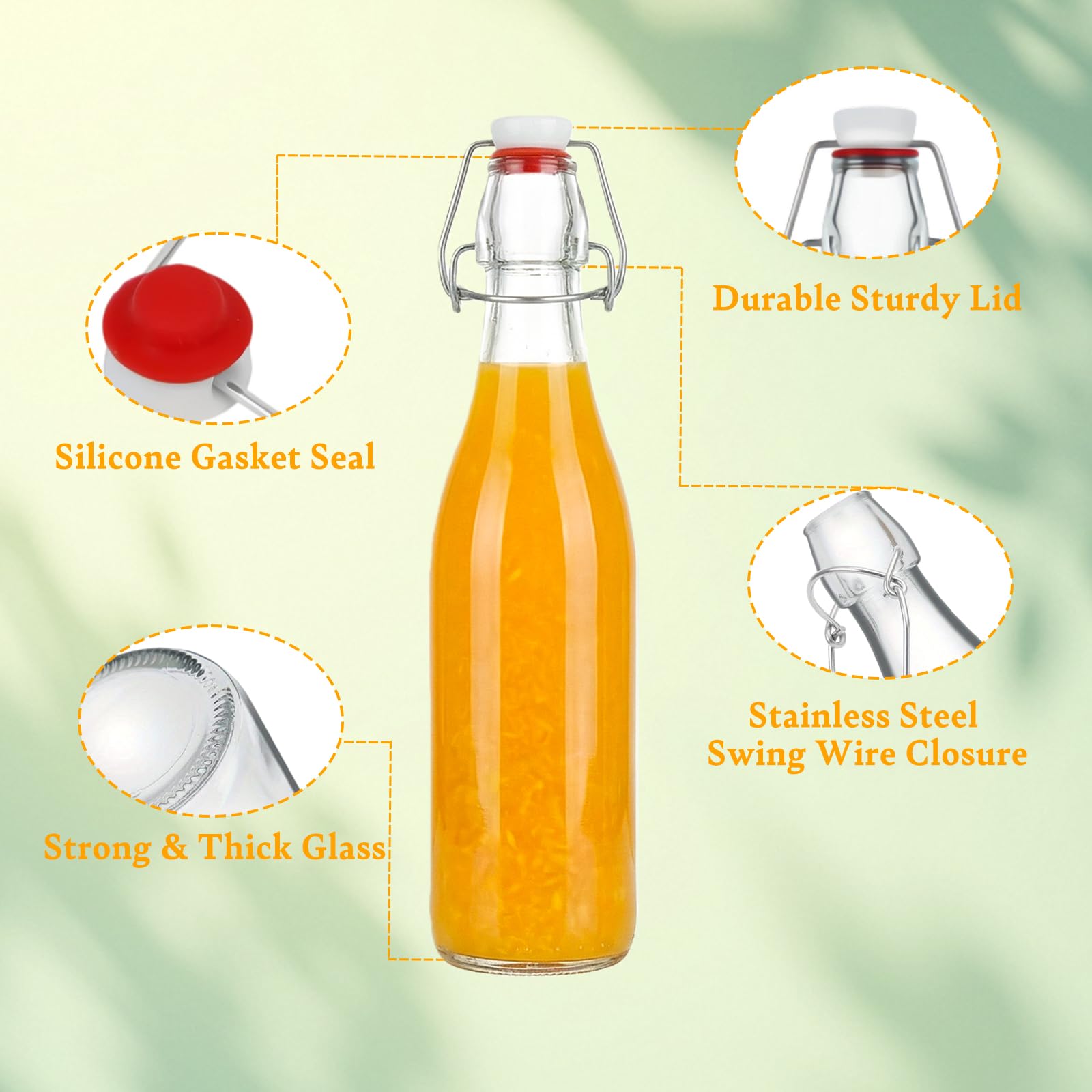 Bottiglie di vetro con tappi, 8 bottiglie di vetro trasparente da 500 ml
