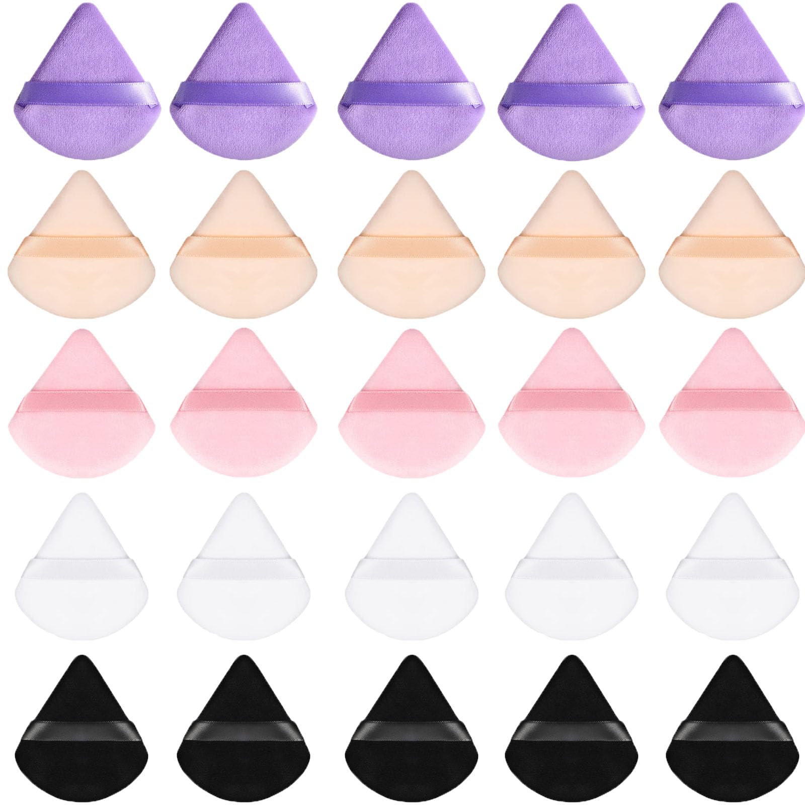 25 láminas de polvo de maquillaje triangular lavables con agua, láminas de polvo de maquillaje reutilizables, láminas de polvo de esponja seca y húmeda, para polvo y cosméticos de mujeres derretidas