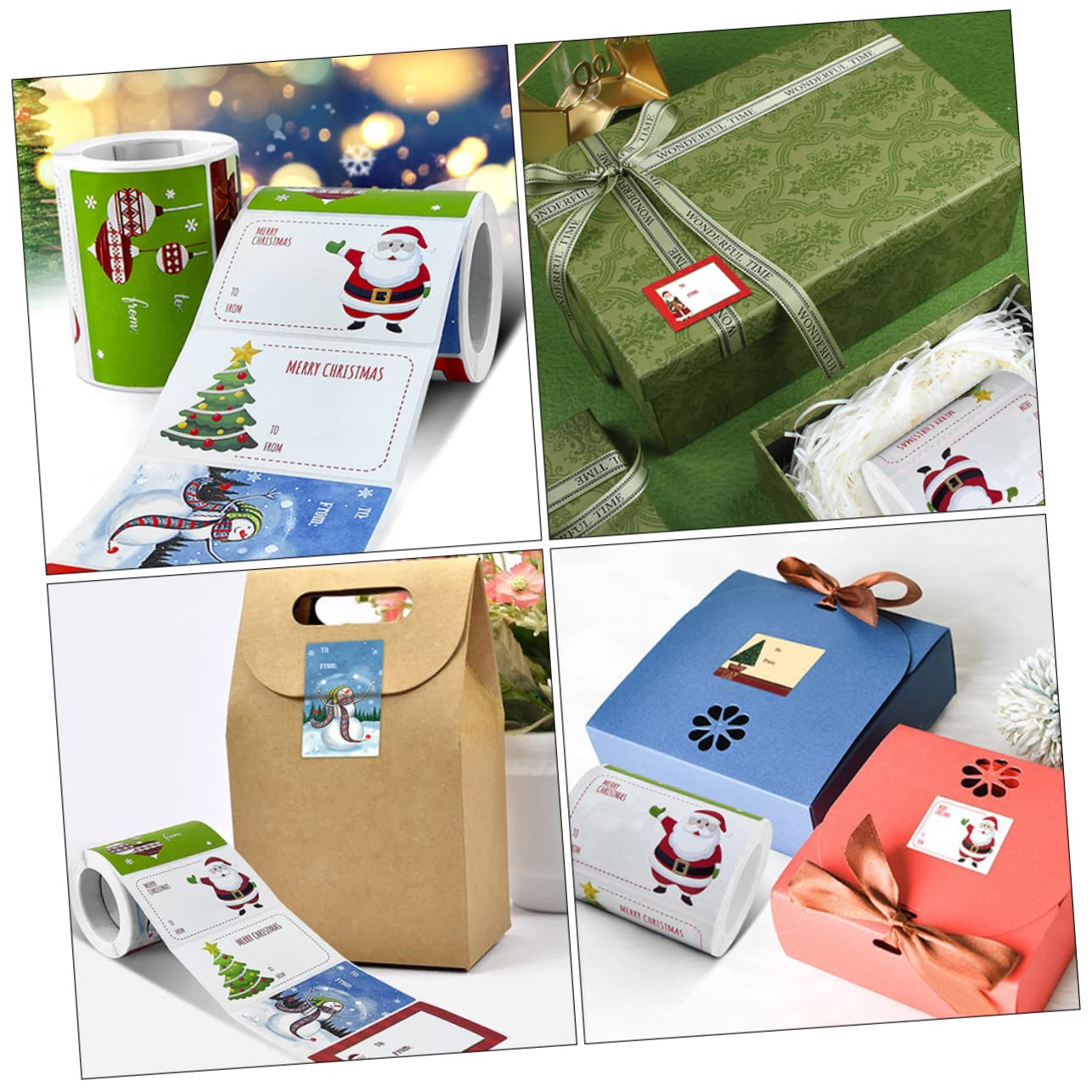 TEHAUX 10rotoli Etichette Natalizie Per Regali Stickers Festivi Autoadesivi Design Per Decorazioni e Etichette Per Confezioni e Decorazioni Artigianali