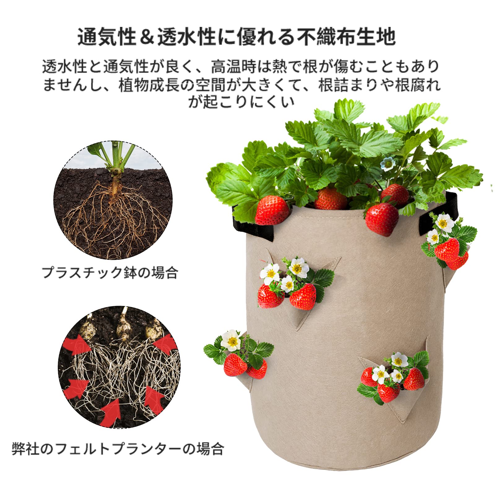 Amazon.co.jp: GIORSEN イチゴポット 不織布プランター 布プランター
