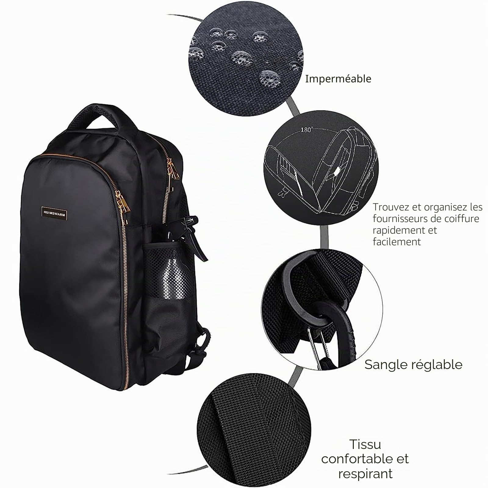 Barber Clippers Sac à dos pour barbier, sac de coiffure, organisateur d'outils de coiffure, sac de barbier, sac de barbier, sac étanche pour coiffeur, sac de coiffure, sac à dos portable pour barbier