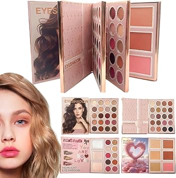 Makeup Book Palette Kids Multifunctional Makeup Supplies | Facial Contouring Palette for College Students Beginners Professionals Artists Brides Beauty Lovers Daily Routine Parties