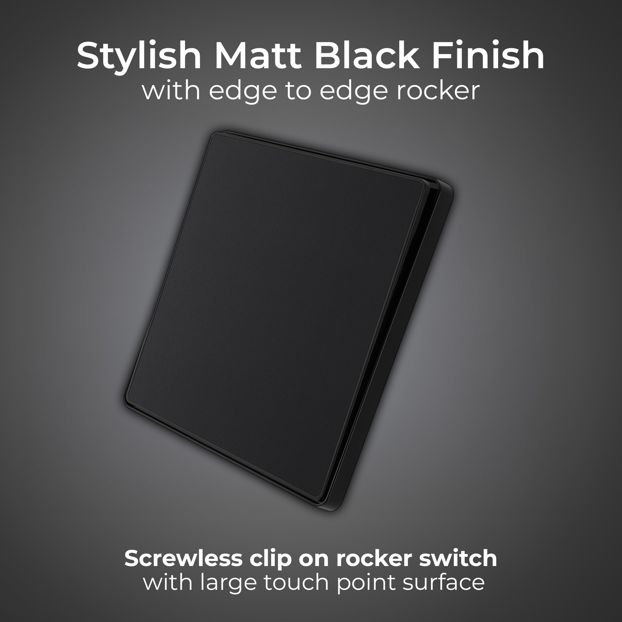 BG Electrical Single Wall Light Switch, 2-Way, Edge-to-Edge Rocker, Screwless Appearance, Round Edges, Evolve, Matt Black - Image 2