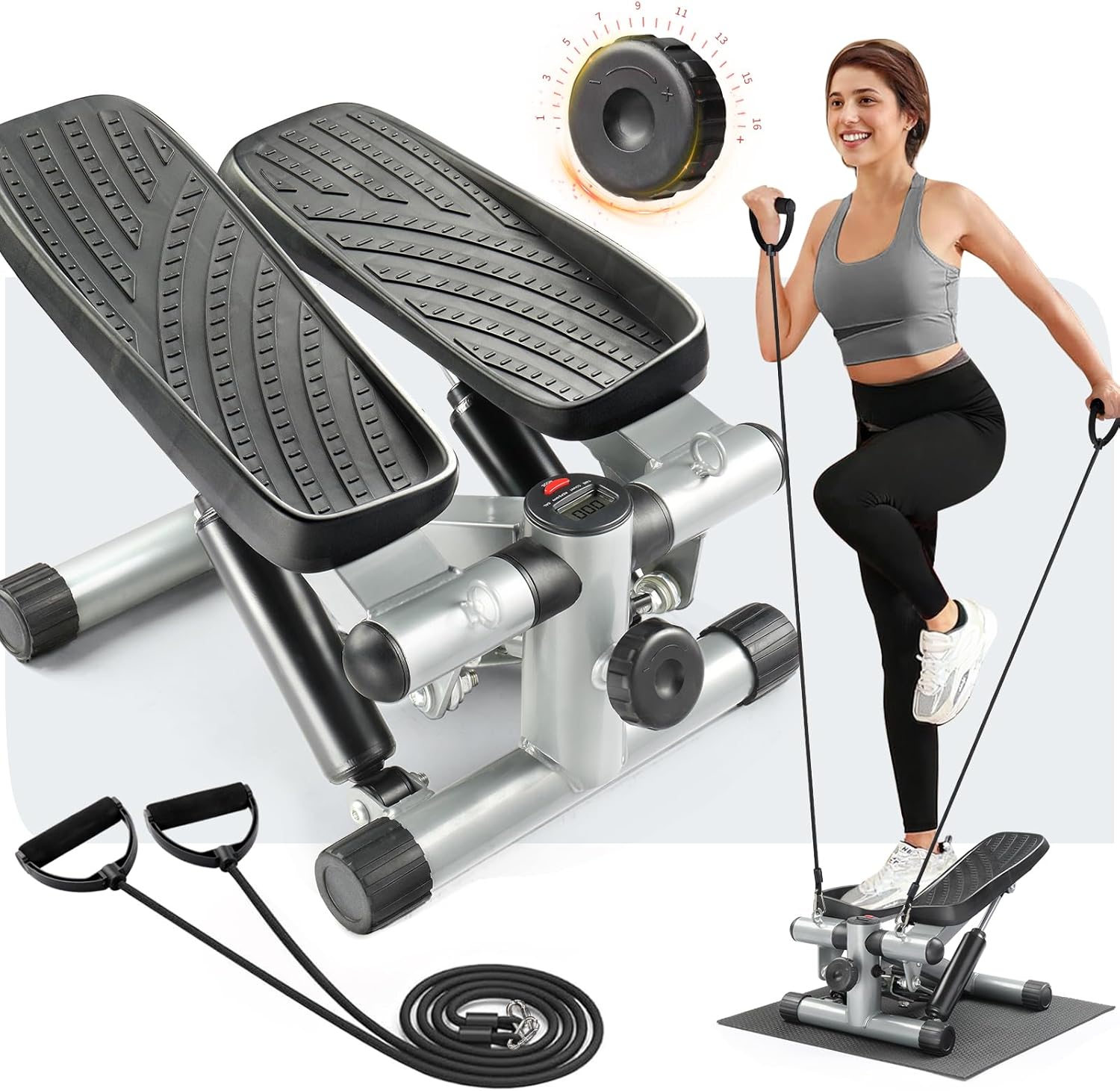 Ktaxon Steppers for Exercise at Home, Stair Stepper Mini Stepper with Resistance Bands, Adjustable Height, Super Quiet, 330LBS Weight Capacity and LED Display for Home Workouts Ktaxon Steppers for Exercise at Home, Stair Stepper Mini Stepper with Resistance Bands, Adjustable Height, Super Quiet, 330LBS Weight Capacity and LED Display for Home Workouts