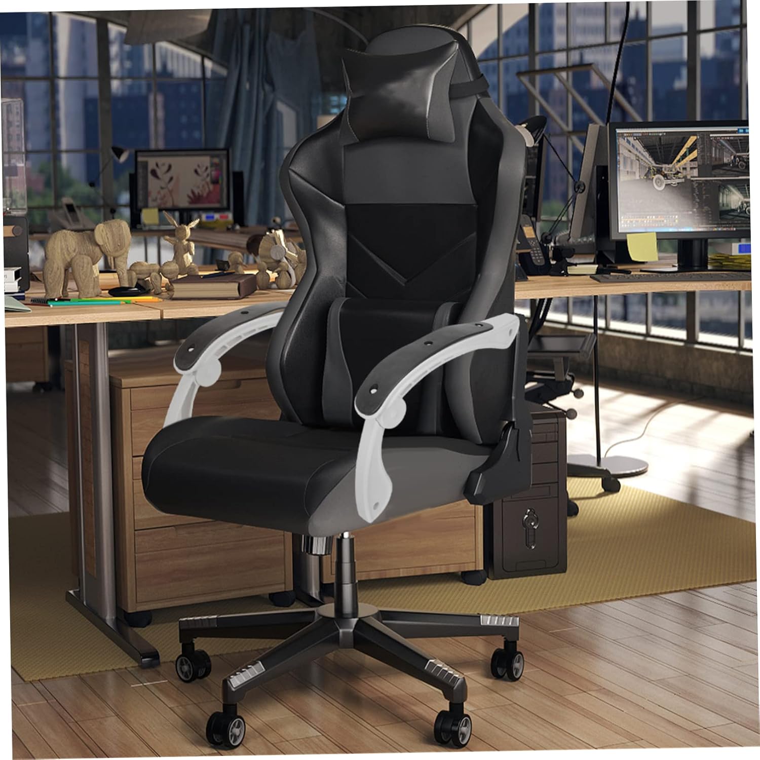 2pcs Heavy Duty Office Chair Pad Armrest Covers Replacement for Computer Chairs