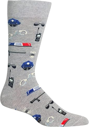Hot Sox Mens Police Socks, Sweatshirt Grey Heather, 1 Pair, Mens Shoe 6-12.5