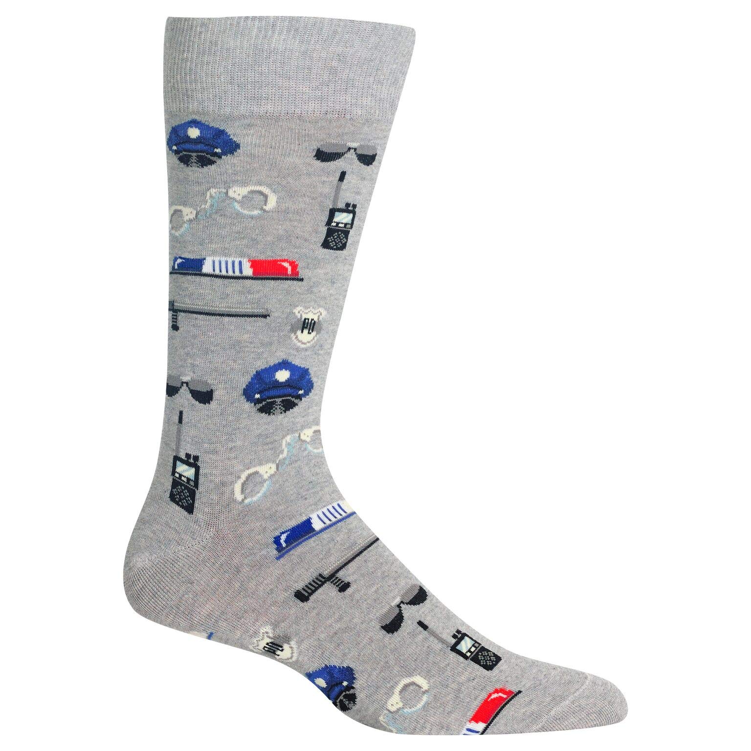 Mens Police Socks, Sweatshirt Grey Heather, 1 Pair, Mens Shoe 6-12.5