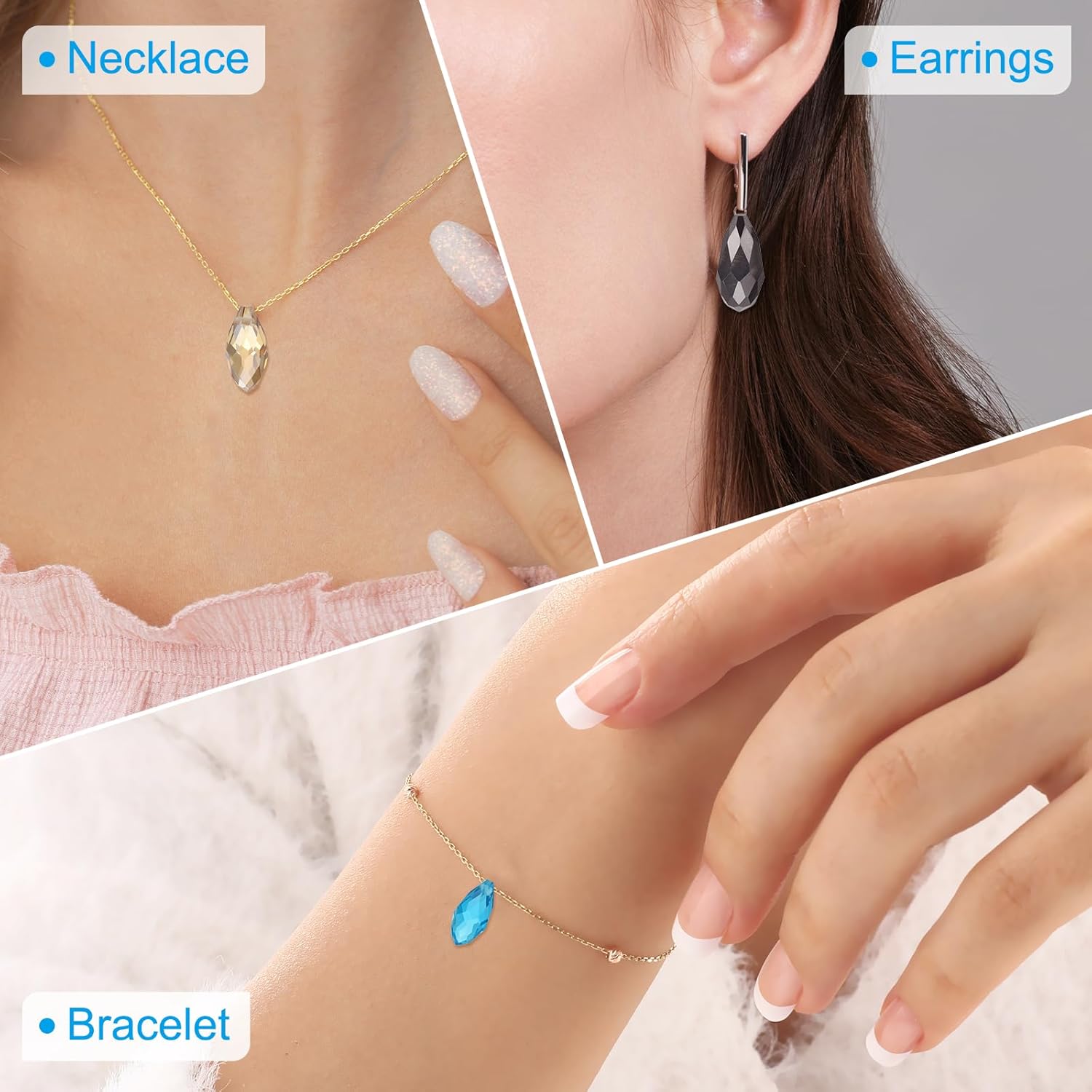 PATIKIL 2 Strands 180-190Pcs Teardrop Crystal Beads, 12x6mm Faceted Teardrop Briolette Horizontal Glass Beads Loose Bead for Bracelet Jewelry Making, Emerald Green - Image 5