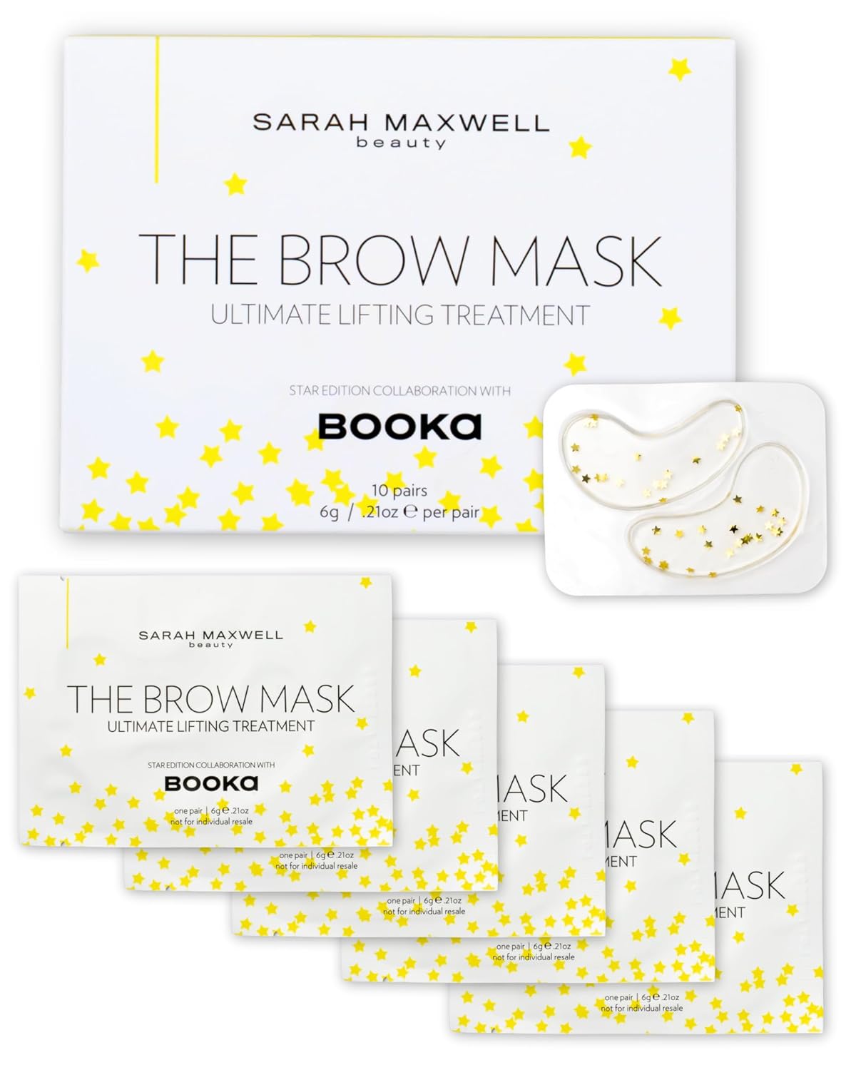 Sarah Maxwell Beauty Brow Mask: Ultimate Nourishing & Hydrating Treatment – Natural Brow Revitalizer for Full & Vibrant Appearance - 5 Pack