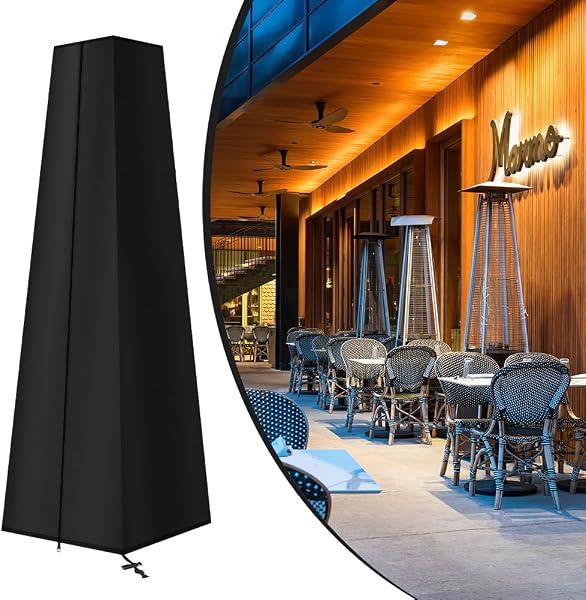 AOOWU Patio Heater Cover, Outdoor Heavy Duty 210D Oxford Fabric, Waterproof Windproof UV Protection, Triangle Tall Heater Covers for Indoor Outdoor Pyramid Patio Garden Heater Cover - 5