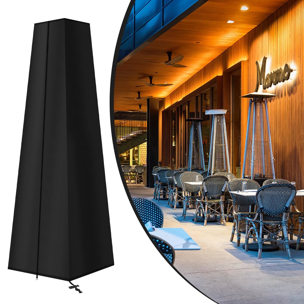 AOOWU Funda Protectora para Calentador de Terraza Impermeable, 210D Cubierta del Calentador Oxford con Cordn y Cremallera Larga, Cubierta Protectora para Estufas de Terraza Piramidales(221X61X53CM) — view 5