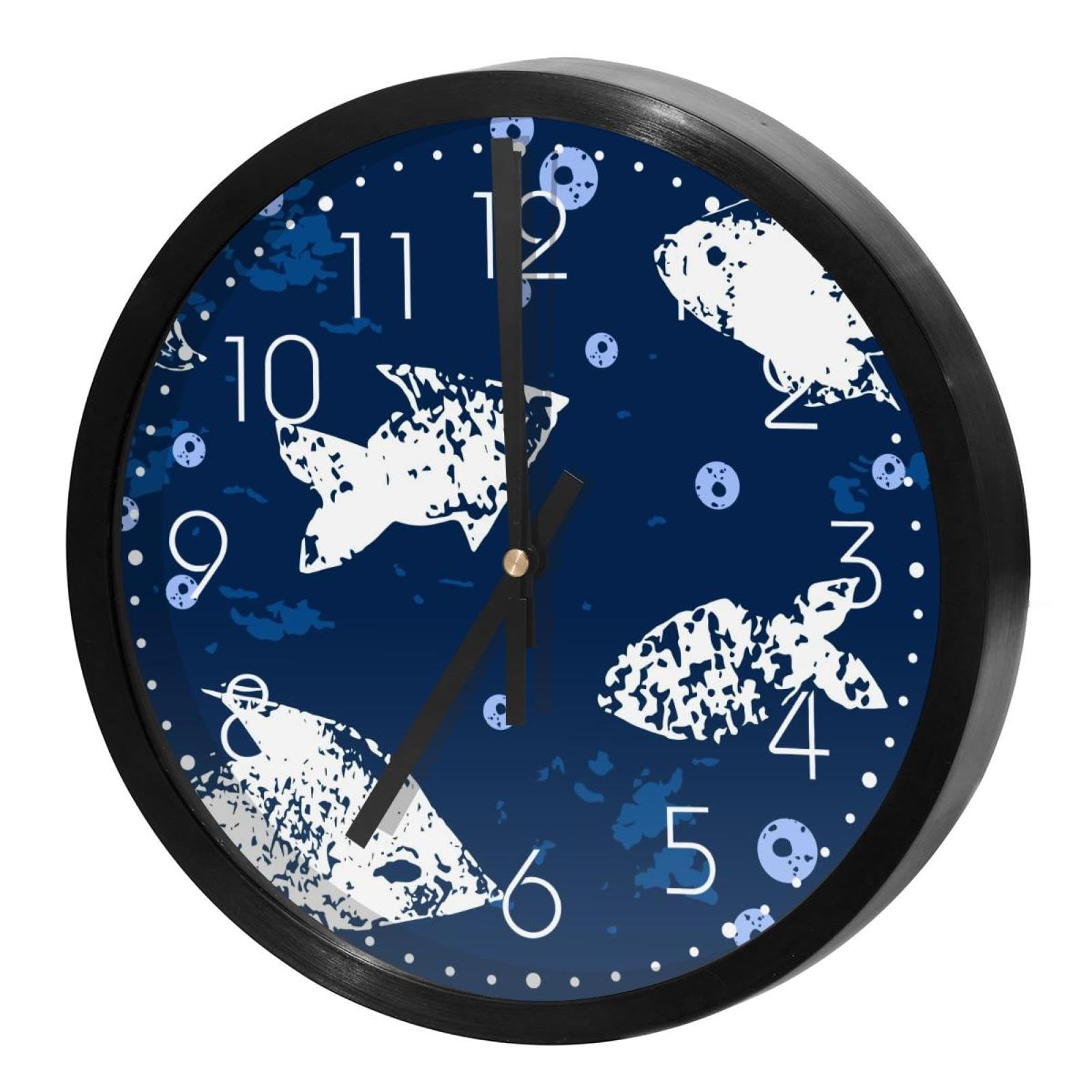Horloge murale pour maison et cuisine au design de poissons blancs zen