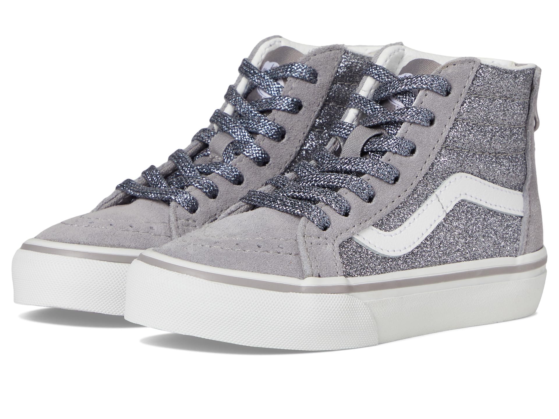 Hi! Little Kids Sk8-Mid V Shoe in Glitter Leopard / Pastel Blue