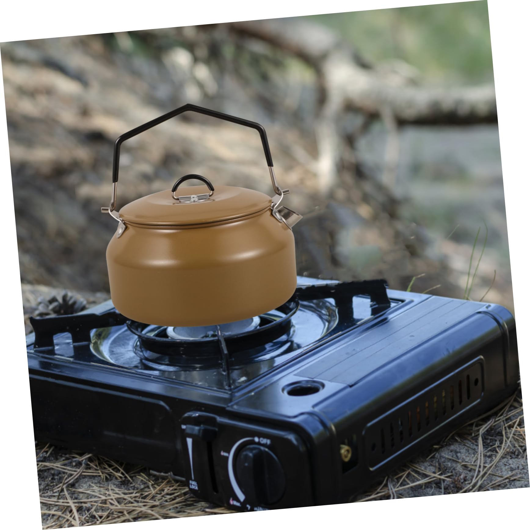 Bouilloire Camping Acier Inoxydable 1l Bouilloire de Camping Portable et Légère et Randonnée Chauffe Rapide