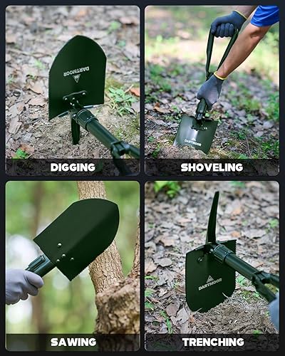 Miniatura 10 de DARTMOOR Mini pala plegable de acero de alto carbono, portátil, ligera, táctica al aire libre, supervivencia plegable, mini pala, herramienta