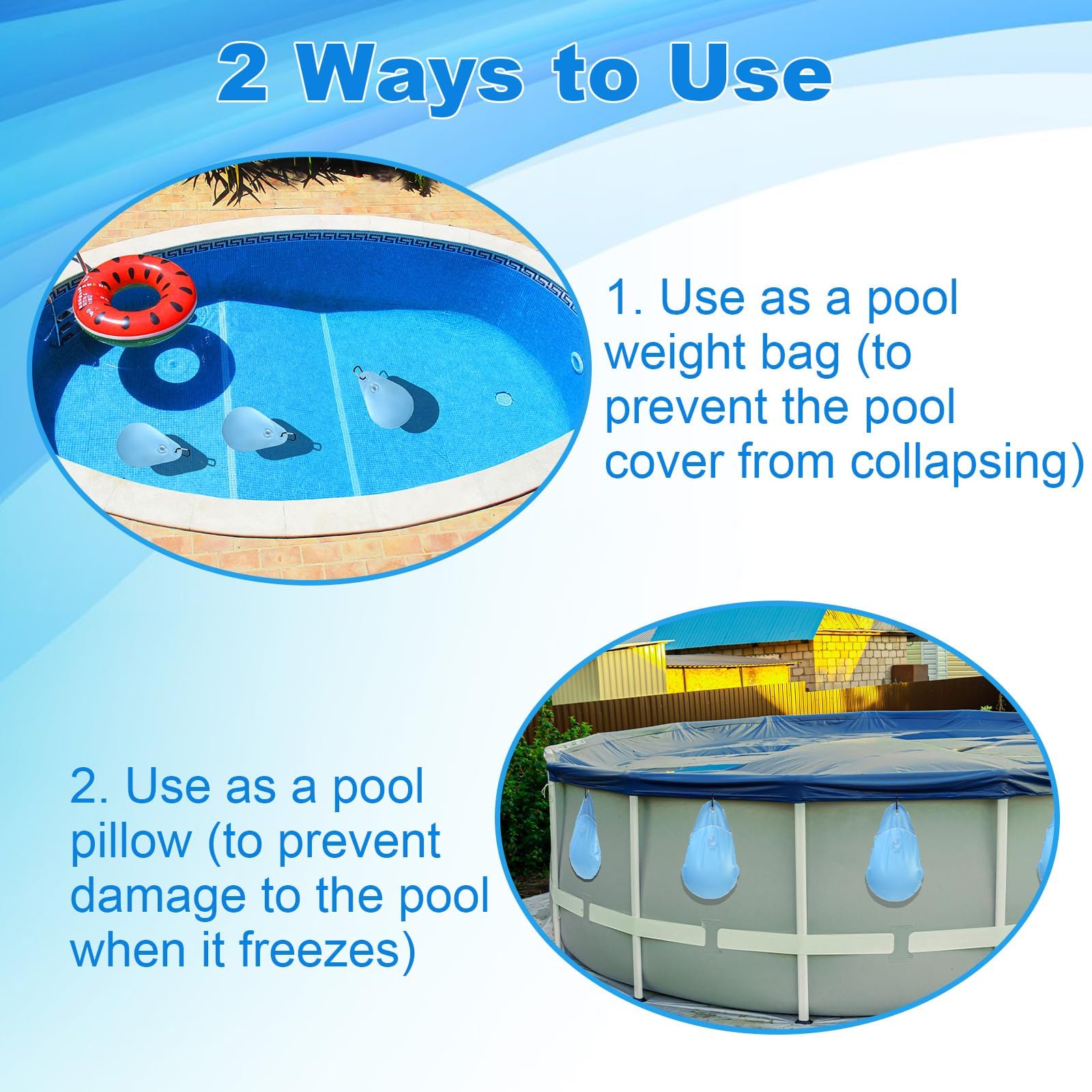 Sac De Sable Pour Piscine, 30x29cm Coussin Piscine Hivernage Sacs Suspendus Sacs Eau De Piscine Robustes Hors Sol Hiver Couverture De Piscine 8pcs 97247589