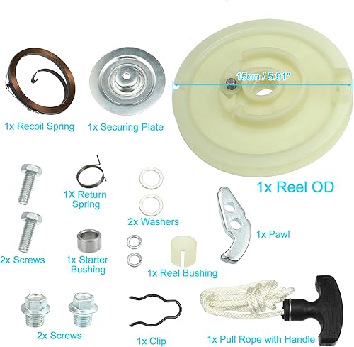 Miniatura 7 de X AUTOHAUX Kit de inicio de cable de retroceso para Polaris Sportsman Trail-Blazer Xpedition Magnum Scrambler Rebuild Recoil Starter Wheel Assembly