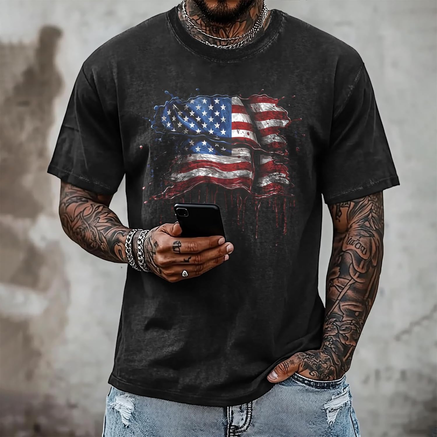 Mens Graphic T-Shirts 90s Rock Summer Big and Tall Workout Breathable Quick Dry Short Sleeve 100% Cotton Tee Shirts