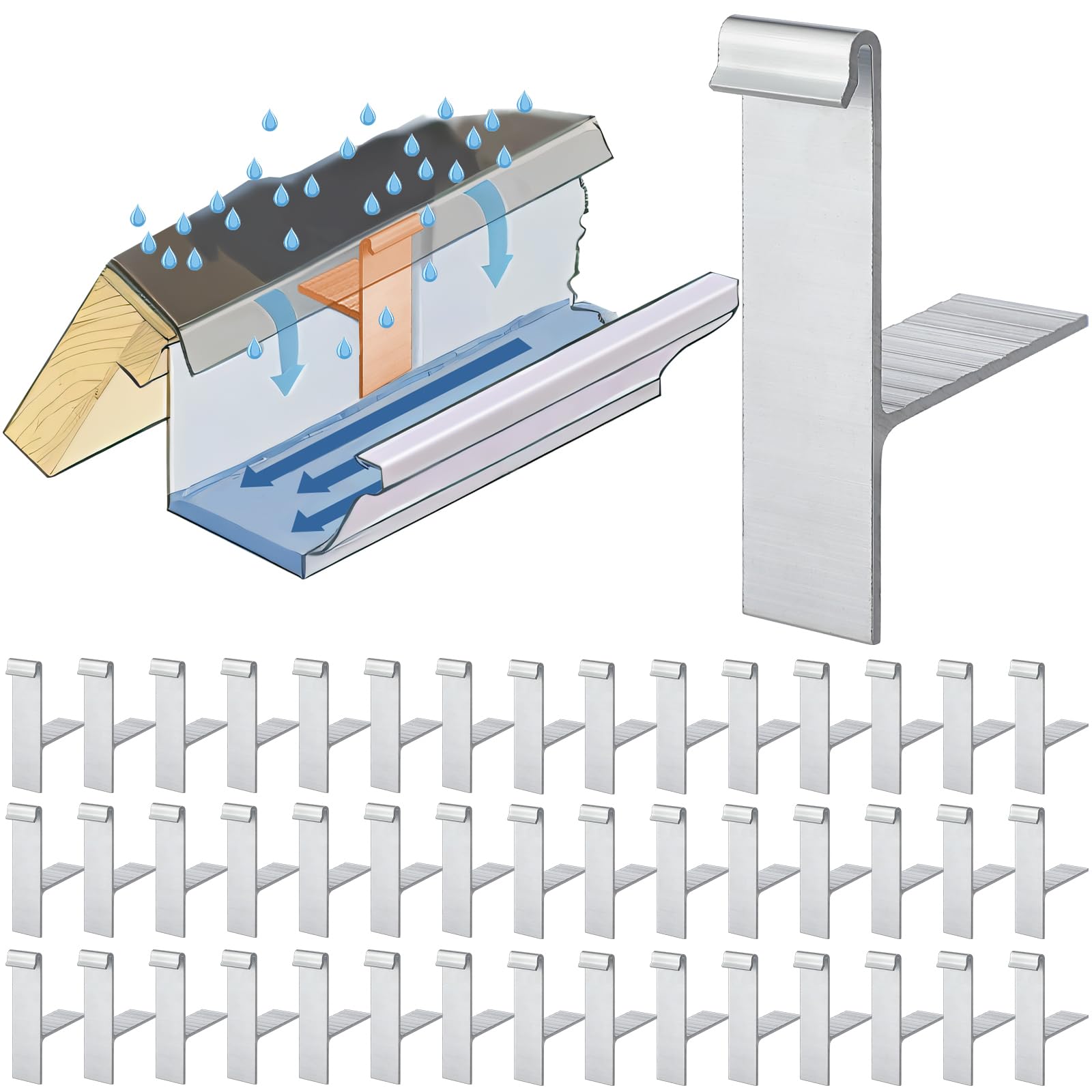 Cale de gouttière en aluminium pour corriger la pente de fascia incliné 12.7 cm, lot de 50