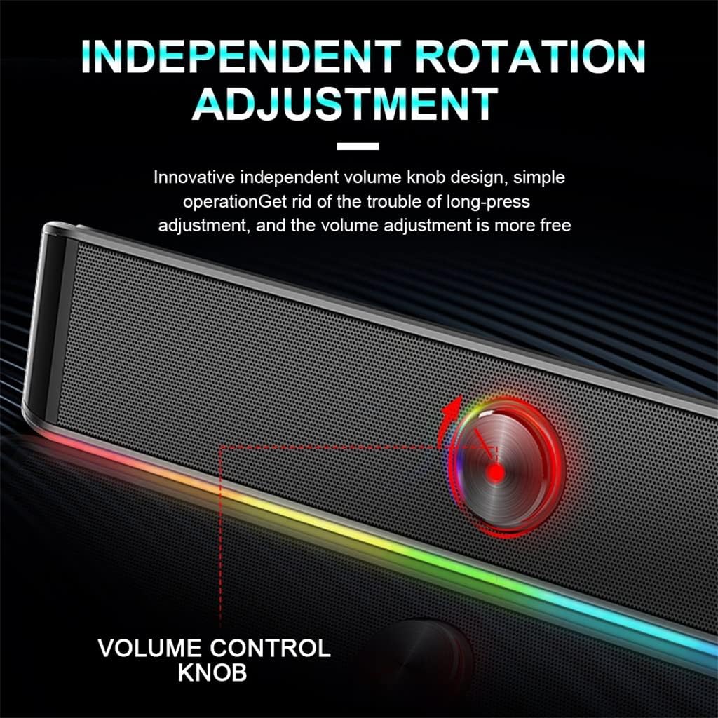 3.5mm Stereo Surround Music Smart RGB Speakers Column Sound Bar for Computer PC Notebook Loudspeakers