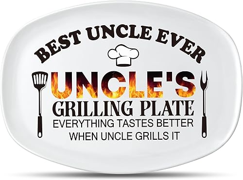 Miniatura 8 de R HORSE Plato de parrilla para padre, plato de regalo para abuelo, barbacoa, plato blanco ovalado, para servir abuelo, hombres, día del padre,