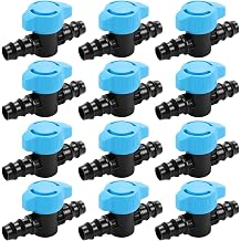 RedChili 12 Pcs 1/2 Inch Irrigation Tubing Shut Off Valve, 17mm 1/2" Drip Irrigation Barbed Valve Connectors Fits 5/8", 1/2", .700" Drip Tubing .570-.620" ID for Regulate Water Flow