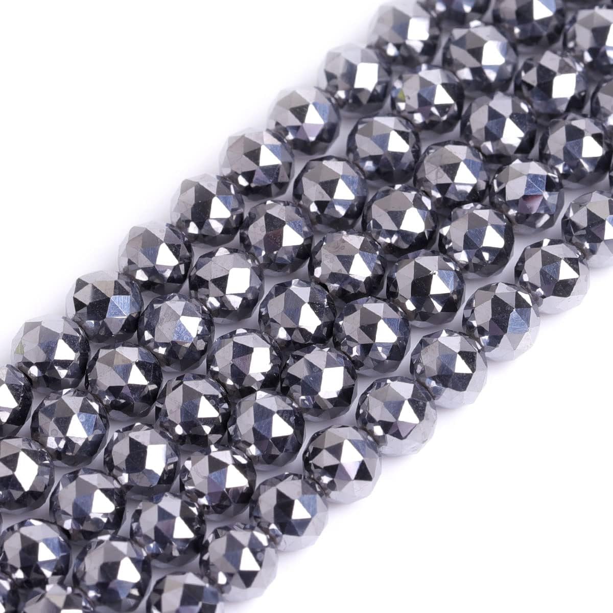 Black Shine Terahertz Beads for Jewelry Making Natural Gemstone Semi Precious AAA Grade 8mm Faceted 15" JOE FOREMAN