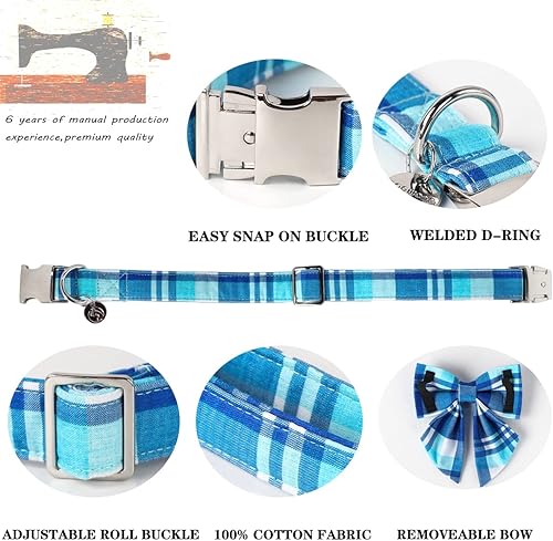 Miniatura 2 de DOGWONG Collar de verano para perro con pajarita, collar de algodón verde para perro, collar hawaiano para mascotas, cómodo y lindo collar de perro