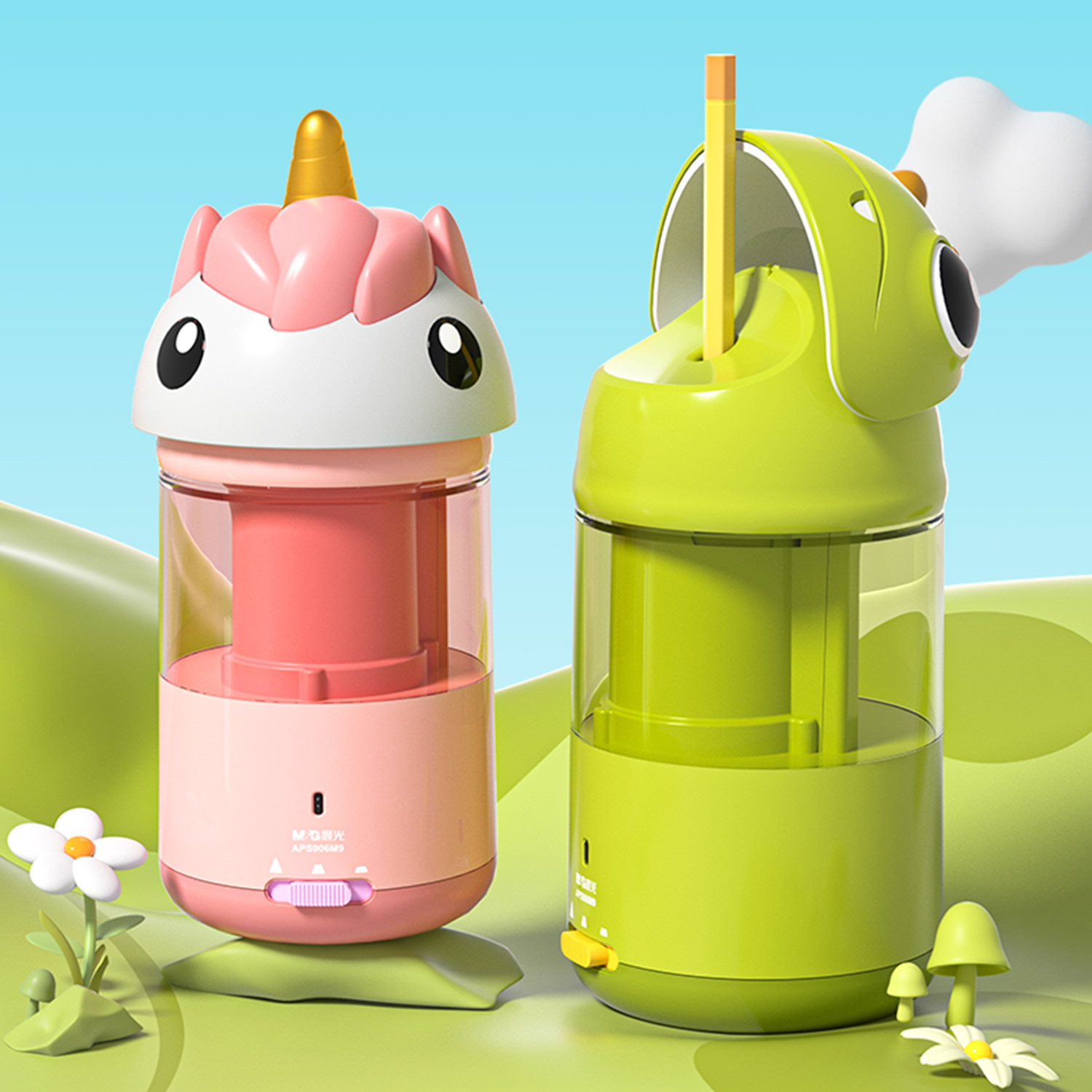 Cute Electric Pencil Sharpener - Kawaii Design For Colored Pencils 6-8.5mm Blades