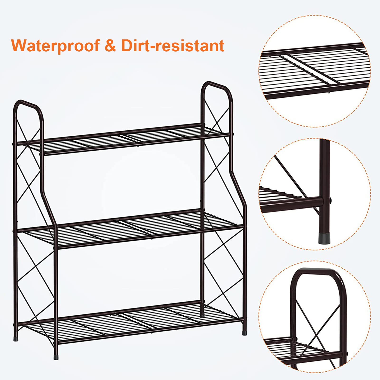 Mutool Support en métal à 3 niveaux pour plantes d'intérieur et d'extérieur, étagère d'angle pour plantes de jardin, balcon et terrasse, bronze