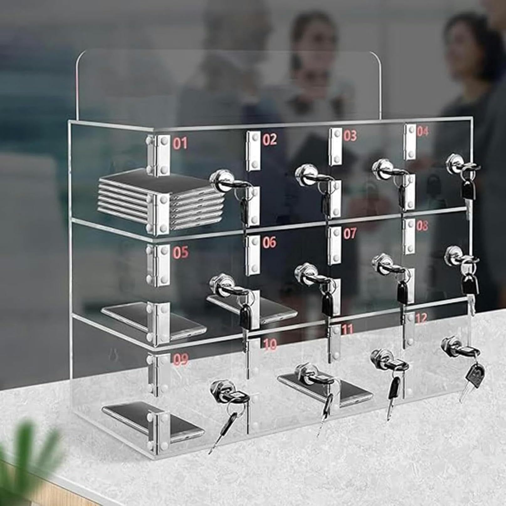 Casillero móvil de acrílico Transparente para teléfonos. Armario de Almacenamiento Seguro con Cerradura. Caja de Seguridad para oficinas escuelas gimnasios y Espacios públicos: ¡proteja su