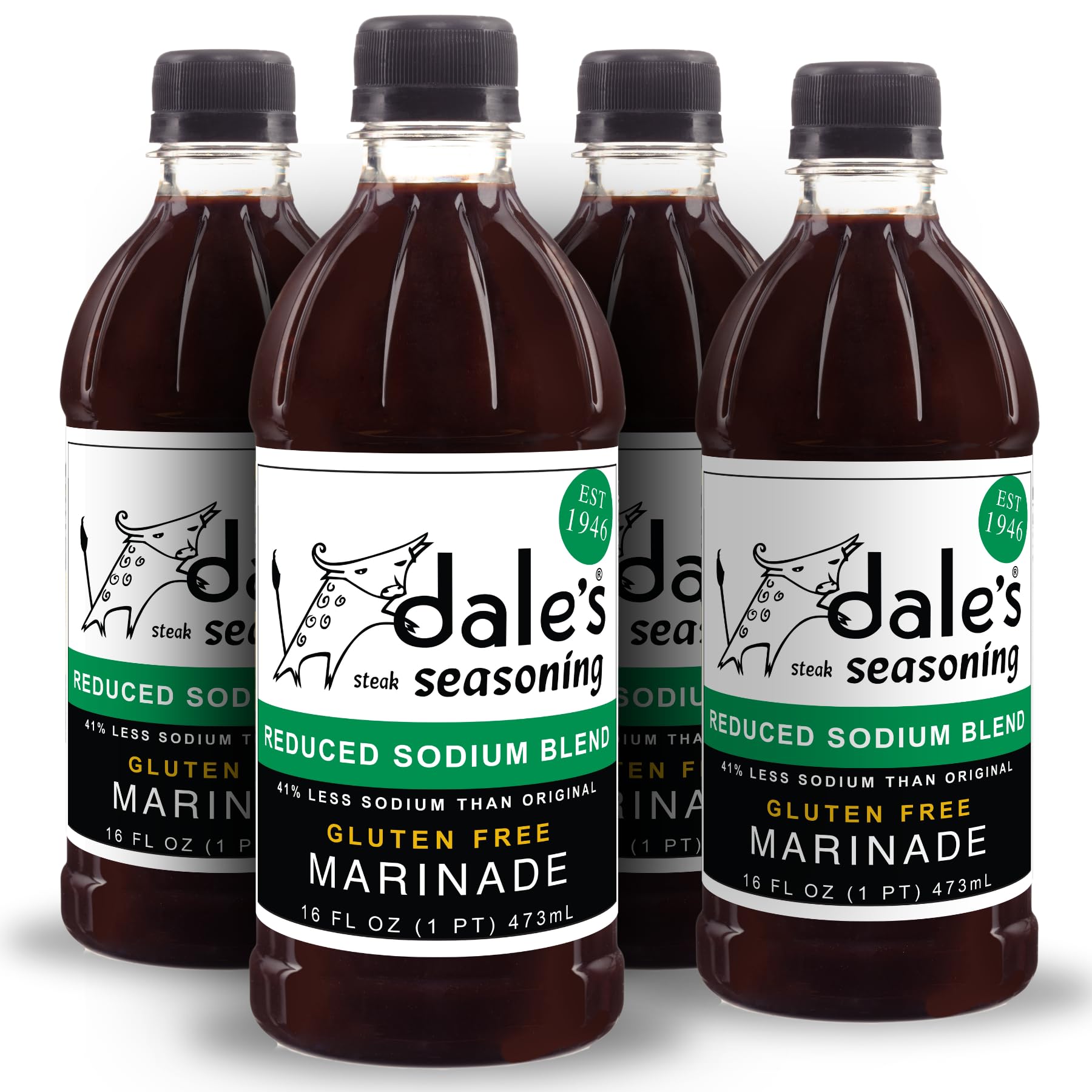 Steak Seasoning By Dale's, Reduced Sodium Blend, No Cholesterol | Delicious on All Meats, Fish | 16 oz Bottle (4 Pack) | No Long Marinating, Savory Blend of Exotic Spices! Gluten Free