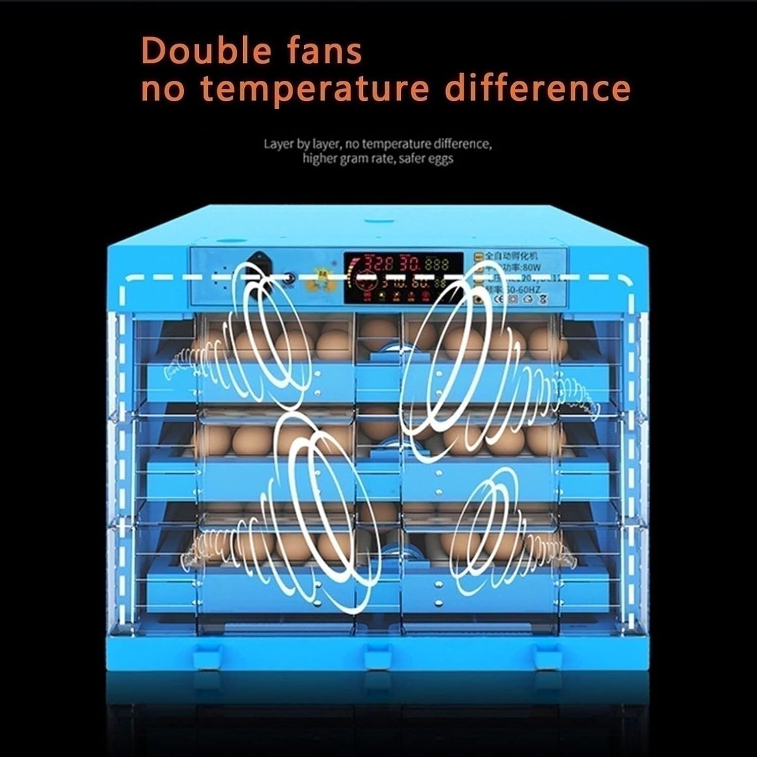 Inkubator cyfrowy Wilgotność temperatury w inkubatorze cyfrowym na 128 jaj(Dual power supply)