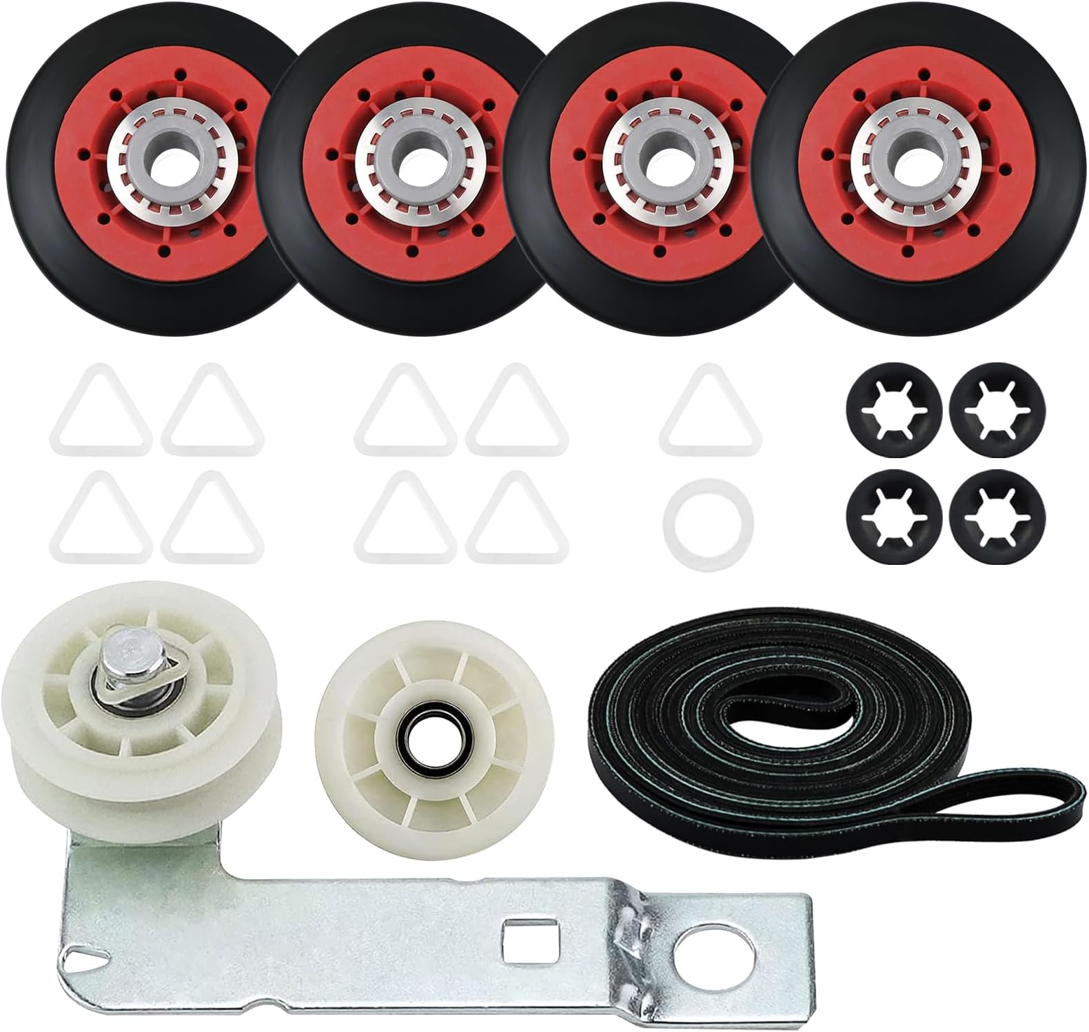 Funmit 4392067 Dryer Repair Kit for 27 Inch Wide Dryers,Thin Twins(Include 661570V Dryer Belt & W10314173 Drum Support Rollers & 279640 Idler Pulley)-Replaces 2015,80047,AP3109602