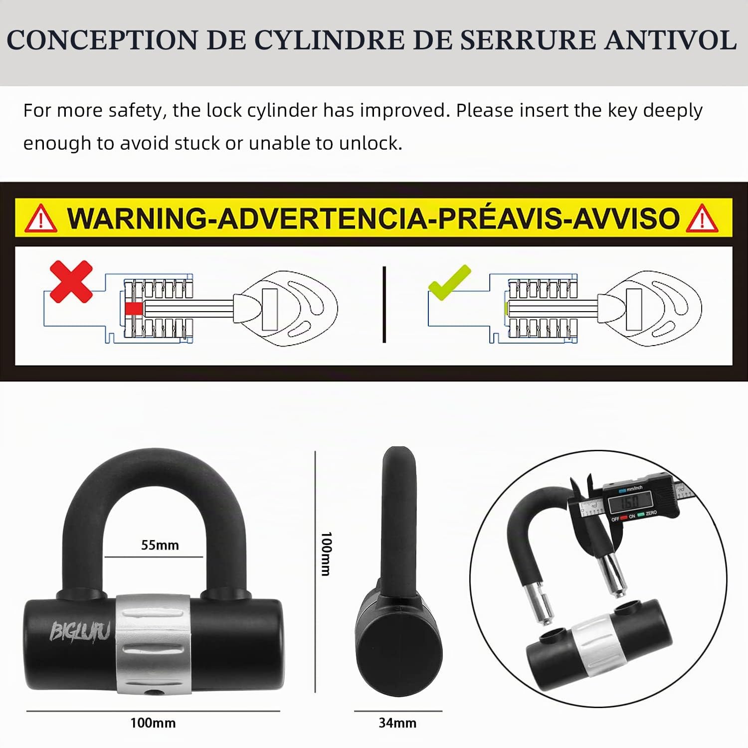 Antivol Velo Antivol Moto, argenté Chaînes Antivol Haute sécurité avec 4 clés, 100/120/150cm Longueur Antivol de moto Chaîne 10/12/15mm Dia avec Cadenas en U